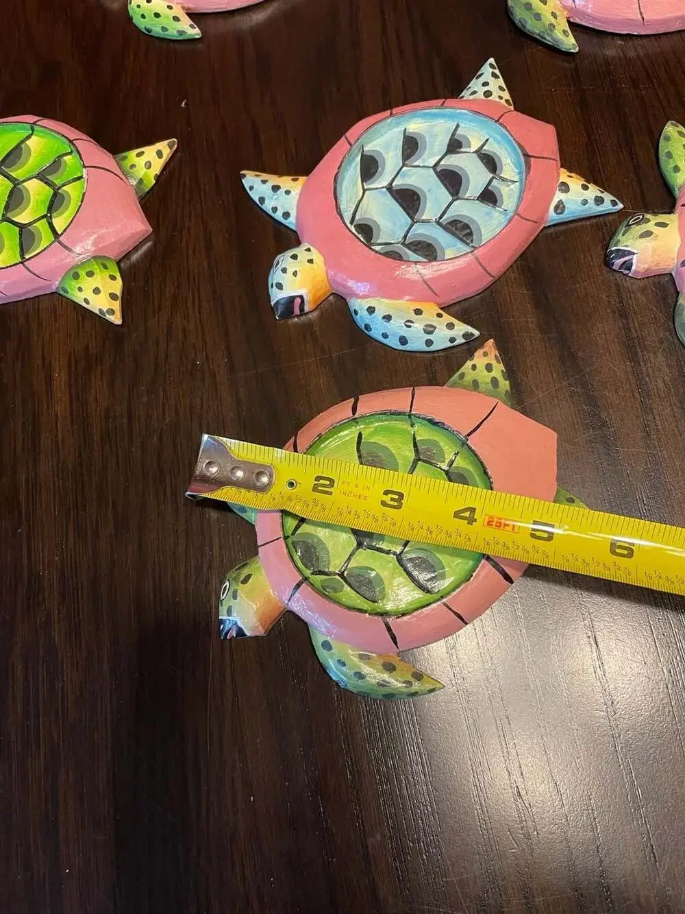 Set of 6 Hand-Painted Wooden Sea Turtle Decorative Drink Coasters